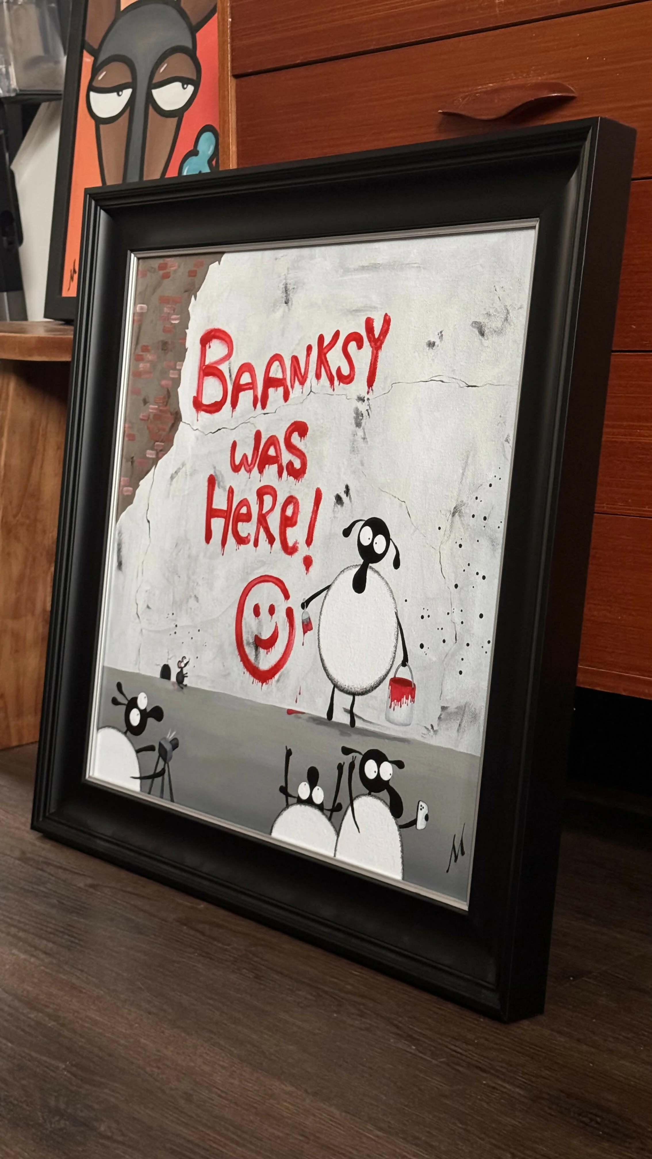 Baanksy Was Here! Framed Original Painting - Image 3