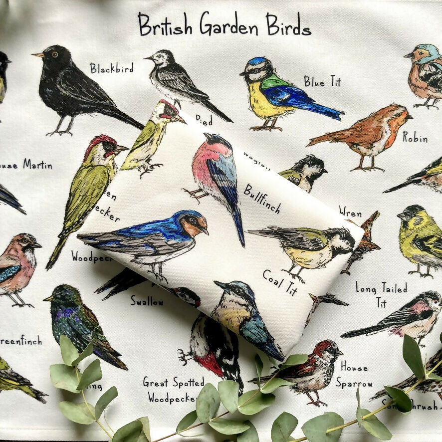 British Garden Birds Illustrated Tea Towel - Image 4