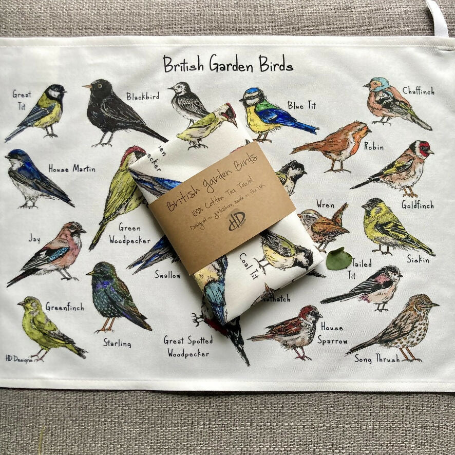 British Garden Birds Illustrated Tea Towel - Image 5