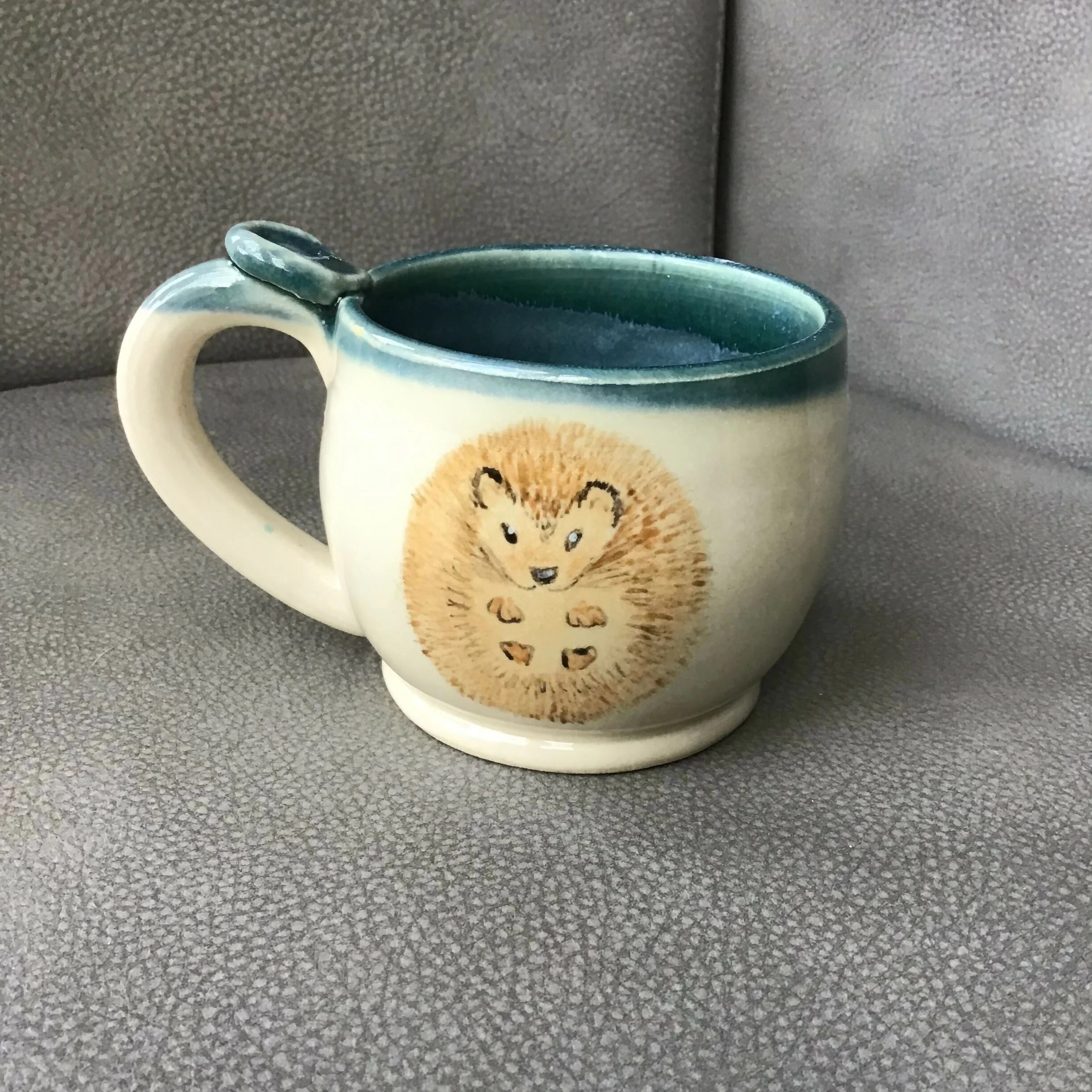 Handpainted Animal Mug Green/ cream /brown - Image 10