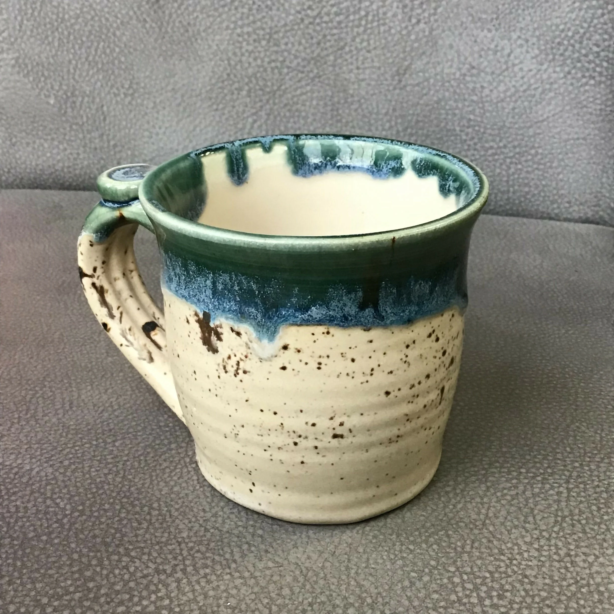 Handpainted Animal Mug Green/ cream /brown - Image 3