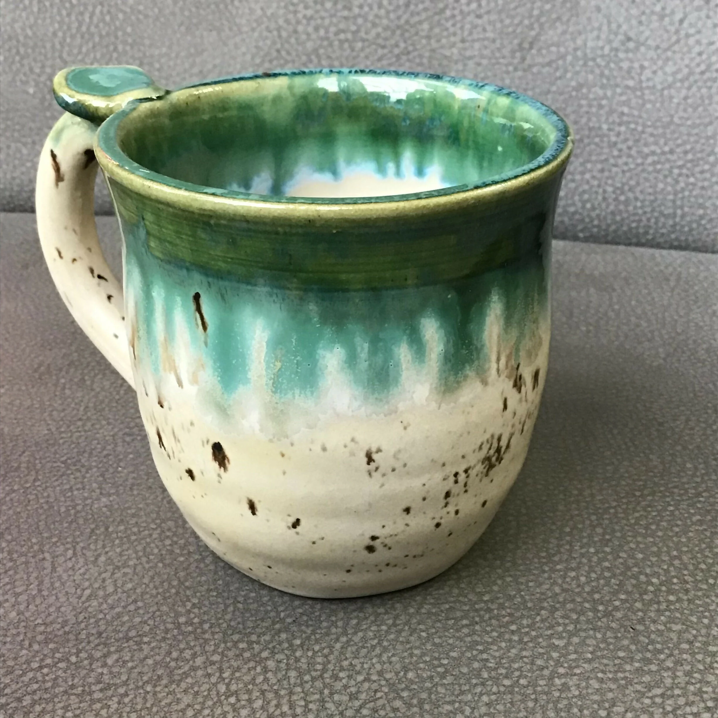Handpainted Animal Mug Green/ cream /brown - Image 4