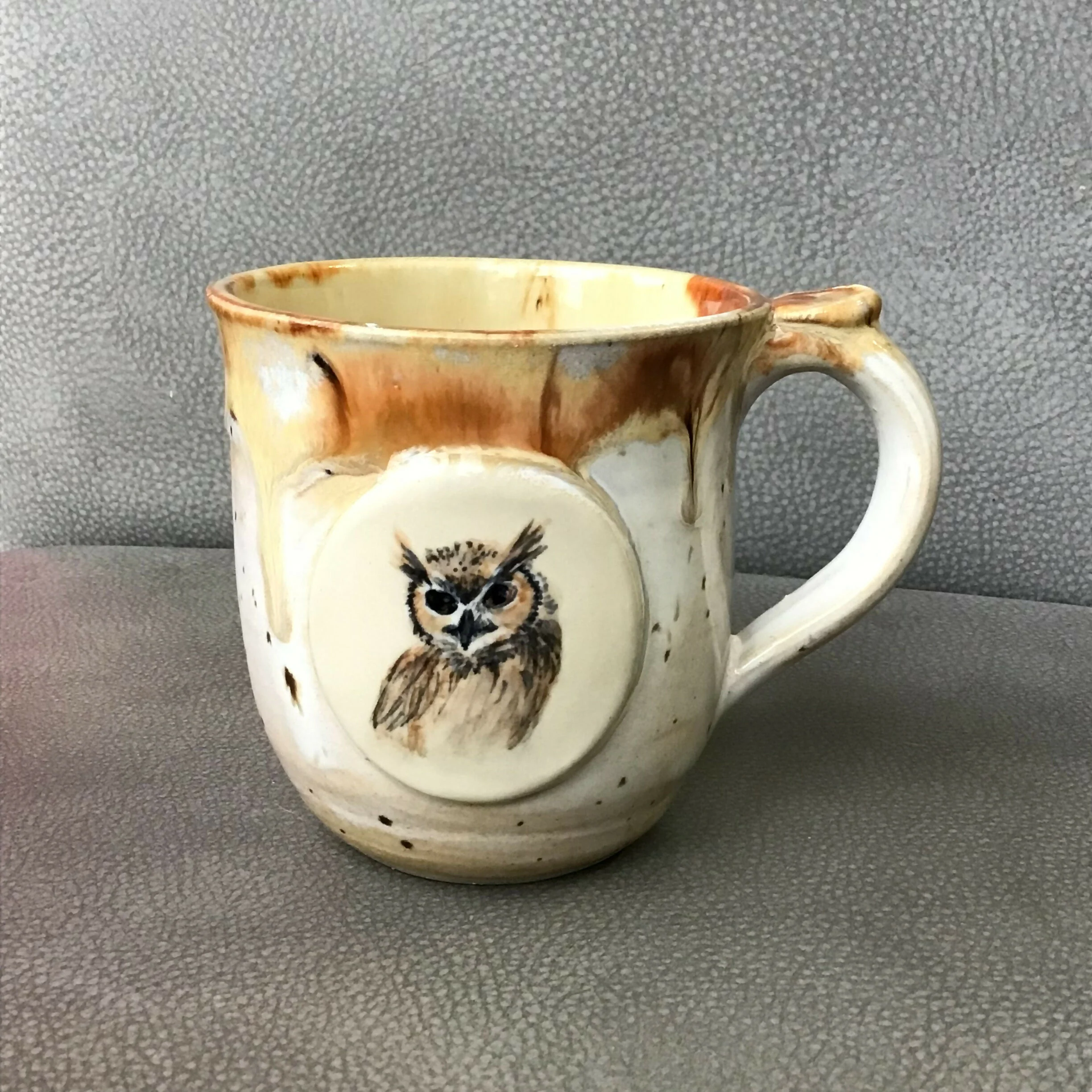 Handpainted Animal Mug Green/ cream /brown - Image 7