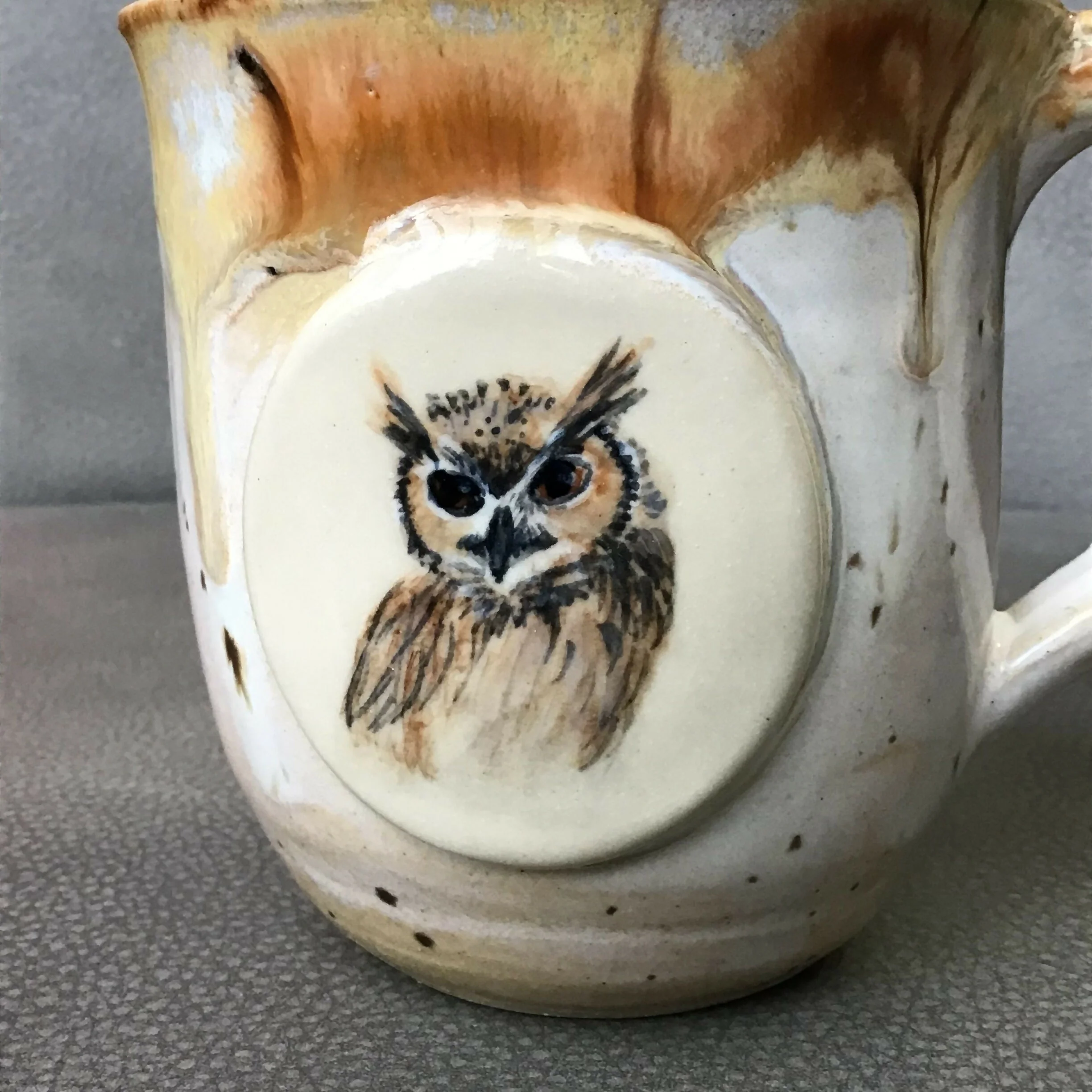Handpainted Animal Mug Green/ cream /brown - Image 8