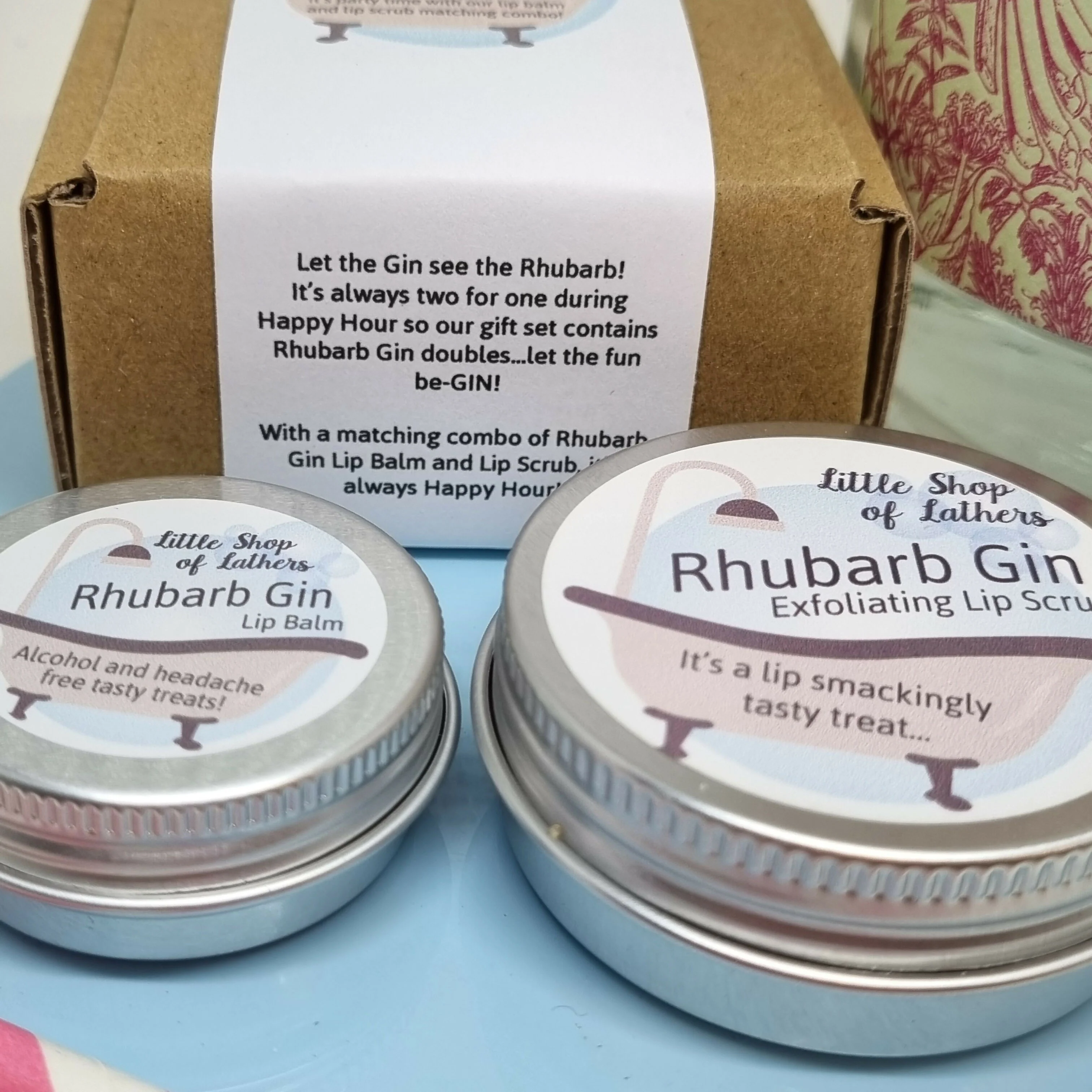 Happy Hour - Rhubarb Gin Lip Balm and Lip Scrub Set - Cocktail Inspired Pampering! - Image 4