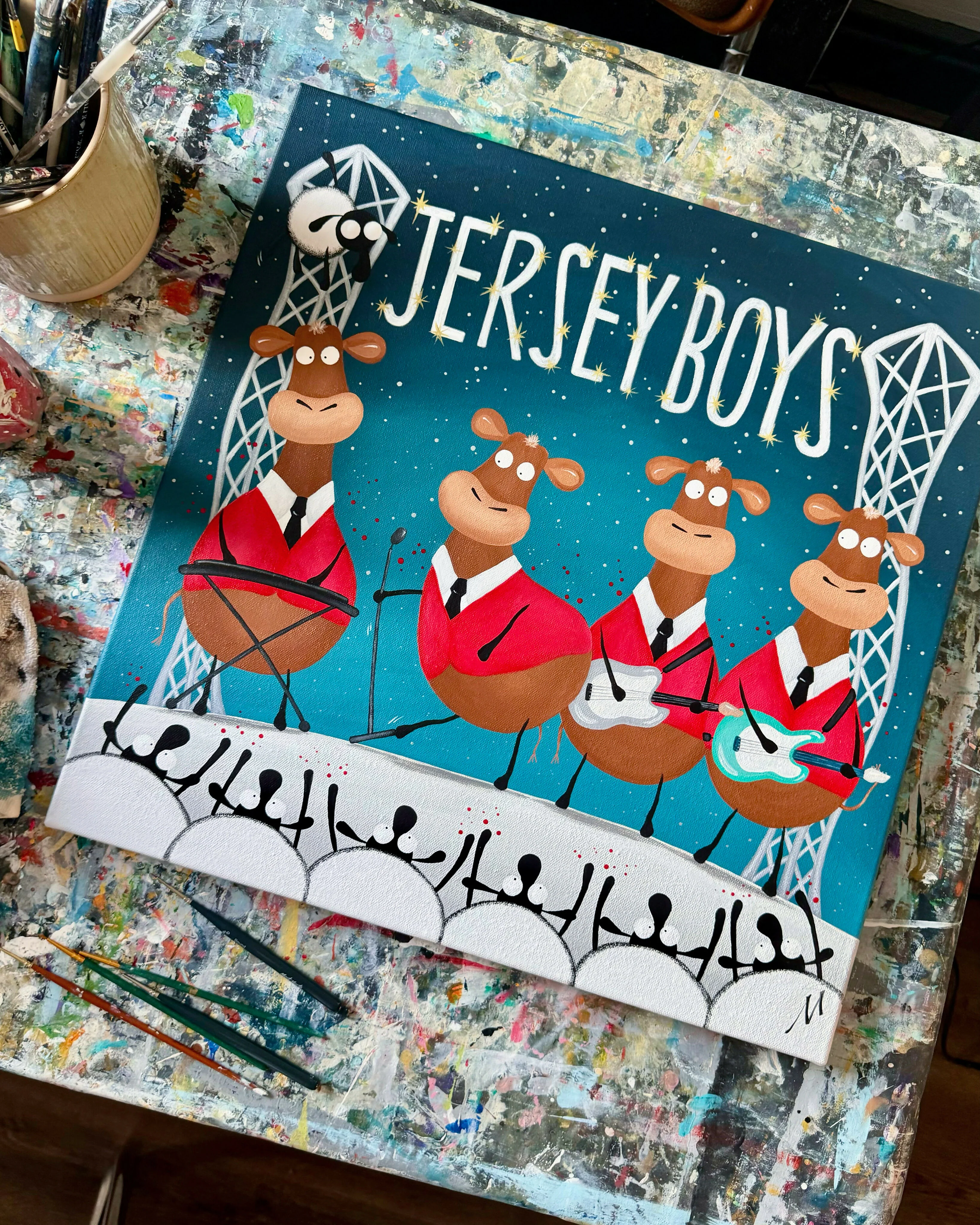 Jersey Boys Framed Original Painting - Image 3