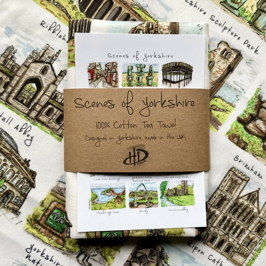 Scenes of Yorkshire Illustrated Tea Towel - Image 3