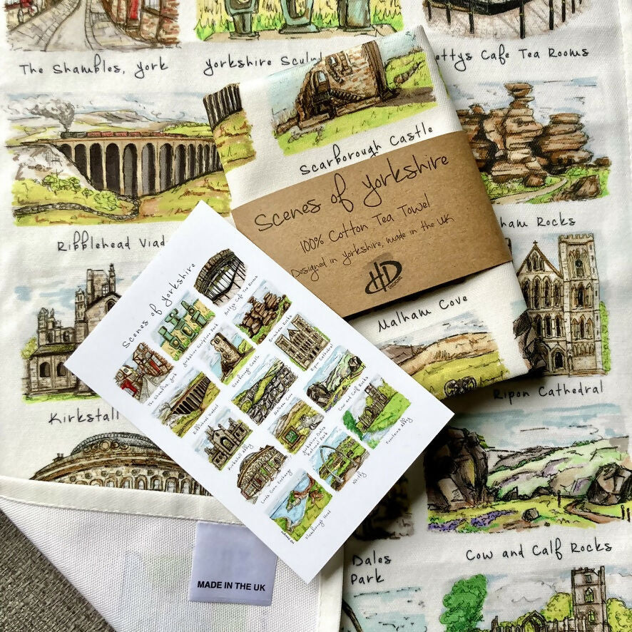 Scenes of Yorkshire Illustrated Tea Towel - Image 4