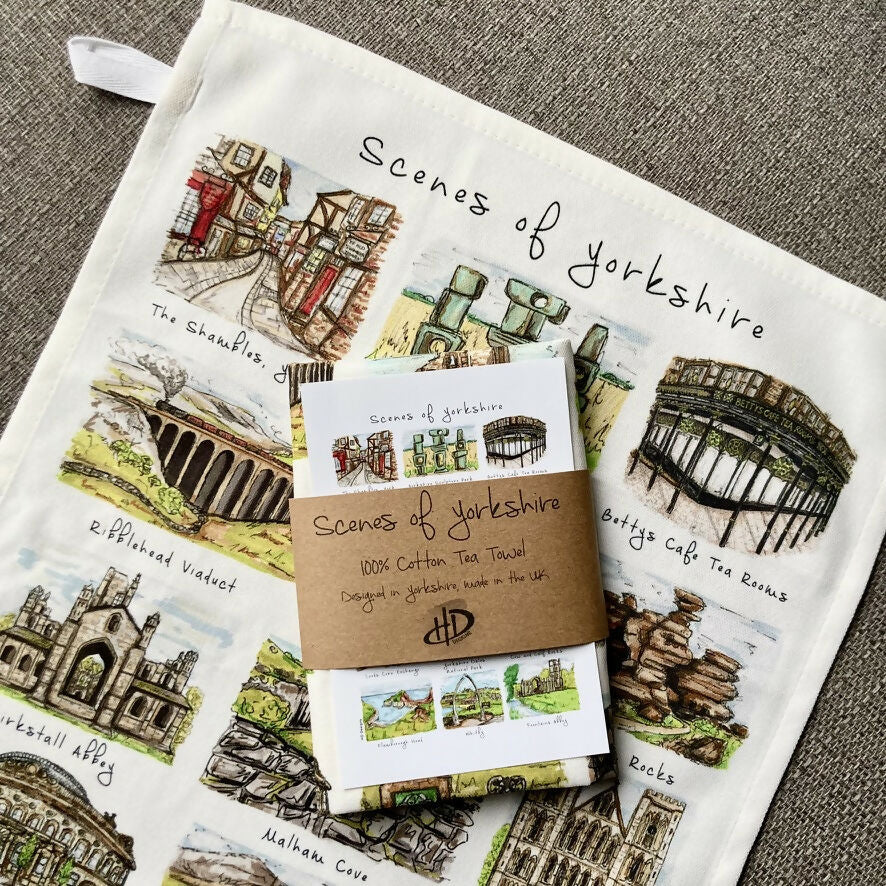 Scenes of Yorkshire Illustrated Tea Towel - Image 5