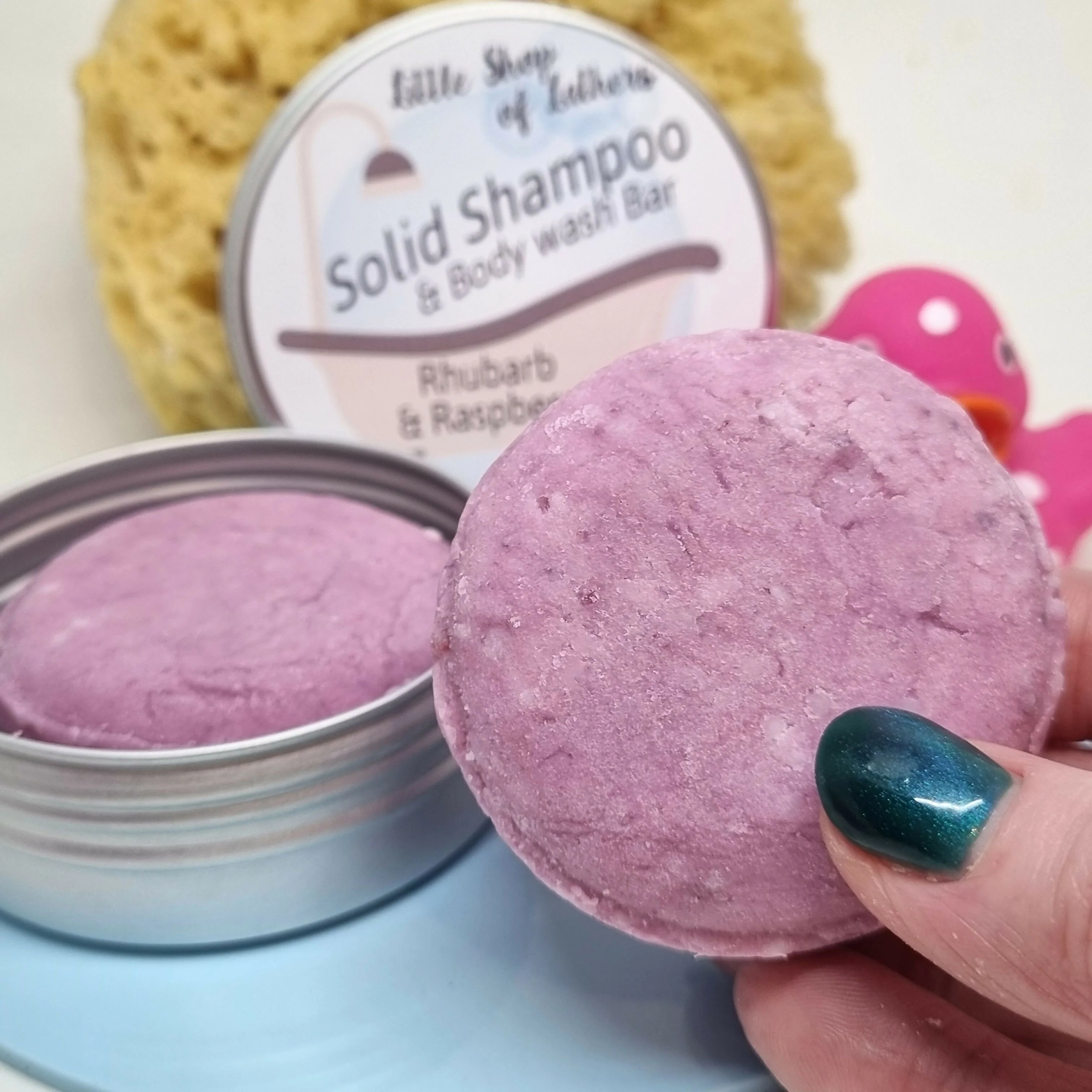 Solid Shampoo Bar & Body Wash - Rhubarb & Raspberry - Image 3