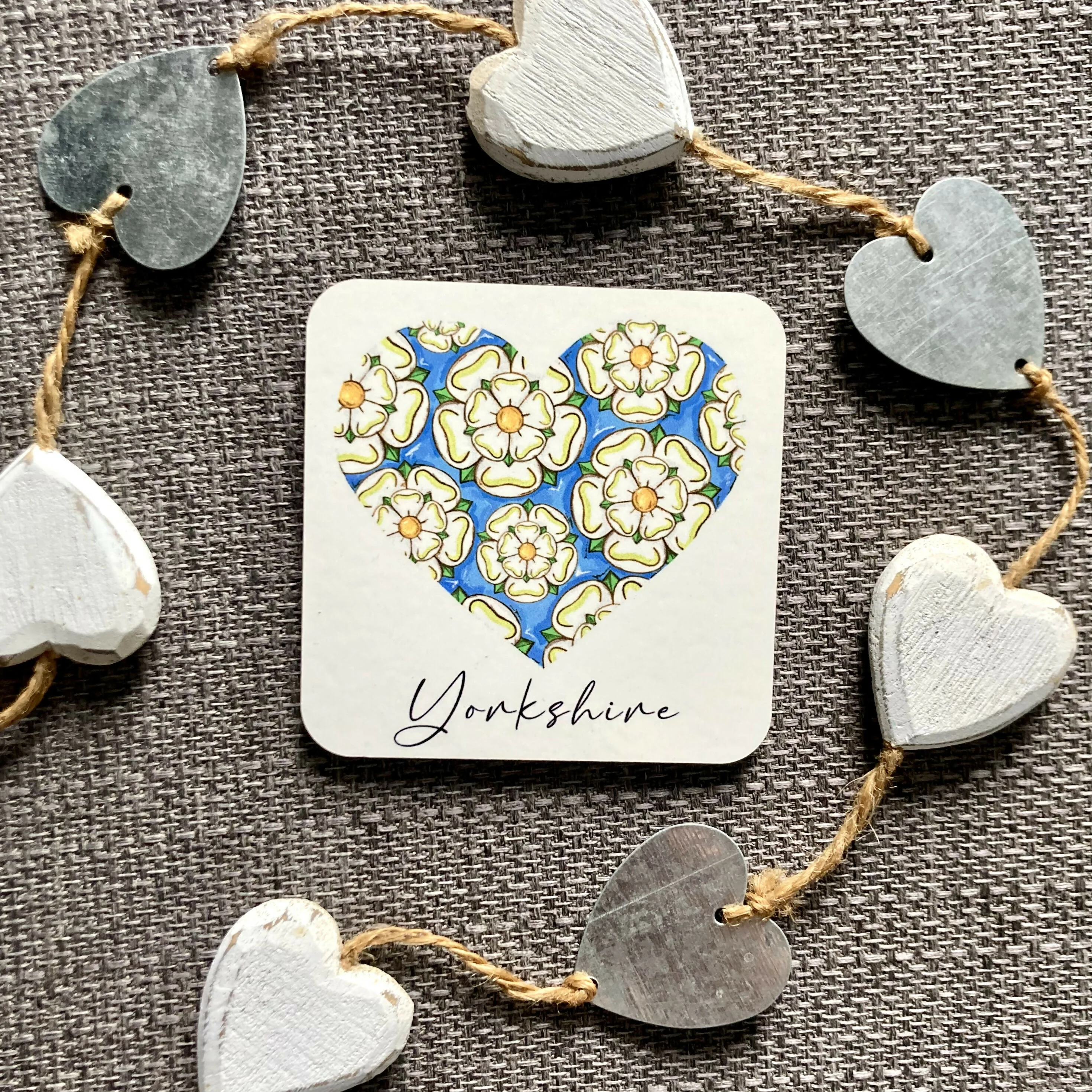 Yorkshire Rose Heart Coaster - Image 3