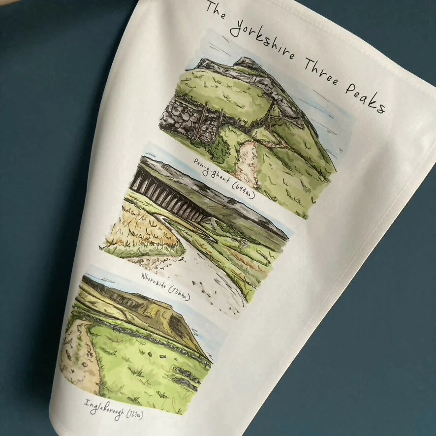 Yorkshire Three Peaks Illustrated Tea Towel - Image 5